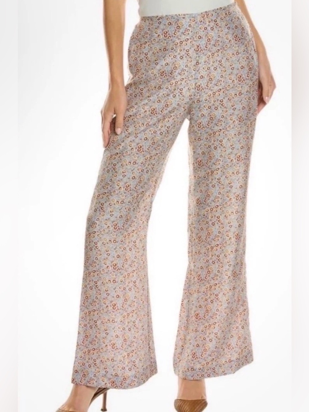 REBECCA TAYLOR Silk Pants Violet Fleur Floral Wide Leg Pockets